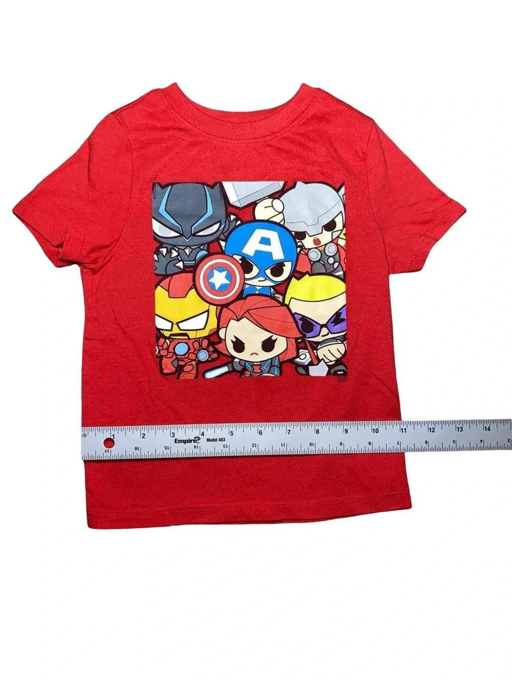 Marvel Avengers Chibi Graphic T-Shirt Red Toddler 3T Short Sleeve
